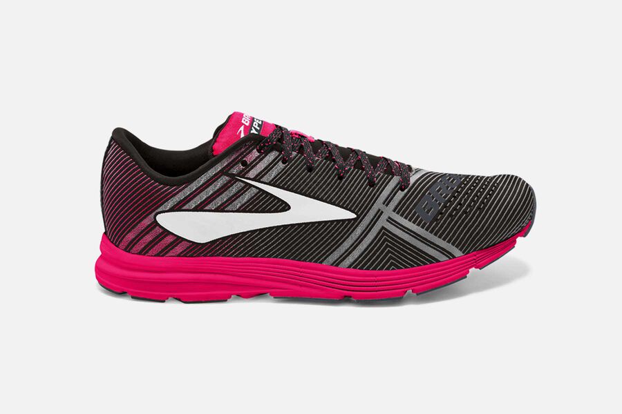 Womens Brooks Hyperion Road Shoes Black/Diva Pink/Diamond Yarn | 158072-SKP